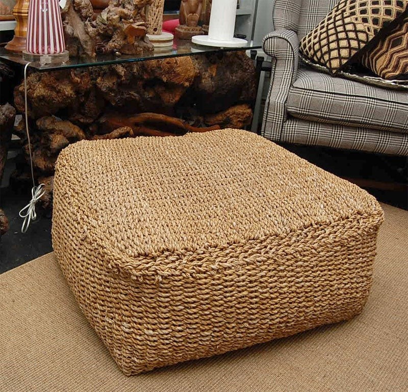 Ottoman upholstered is seagrass at 1stdibs 1