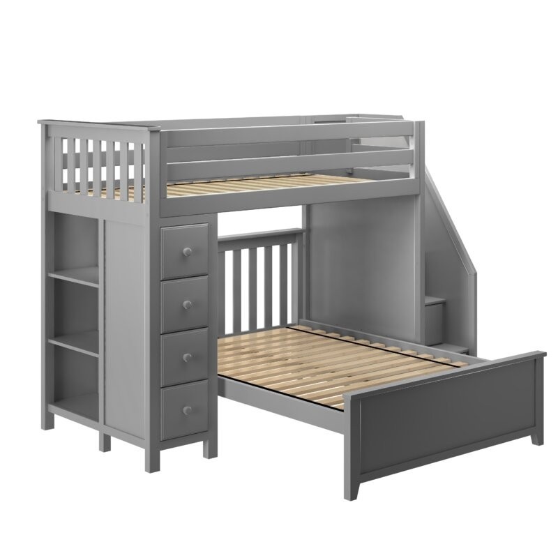 Oxford 1 grey loft bunk bed stairs storage solid 2