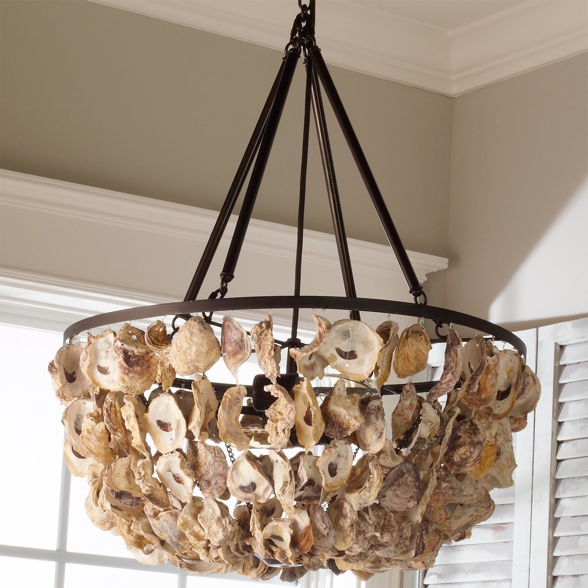 Oyster shell basket chandelier shades of light