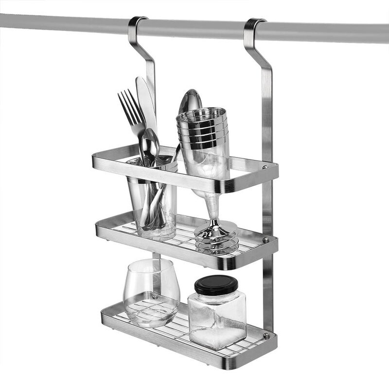 Prep savour spice rack wall mount 2 tier stainless steel