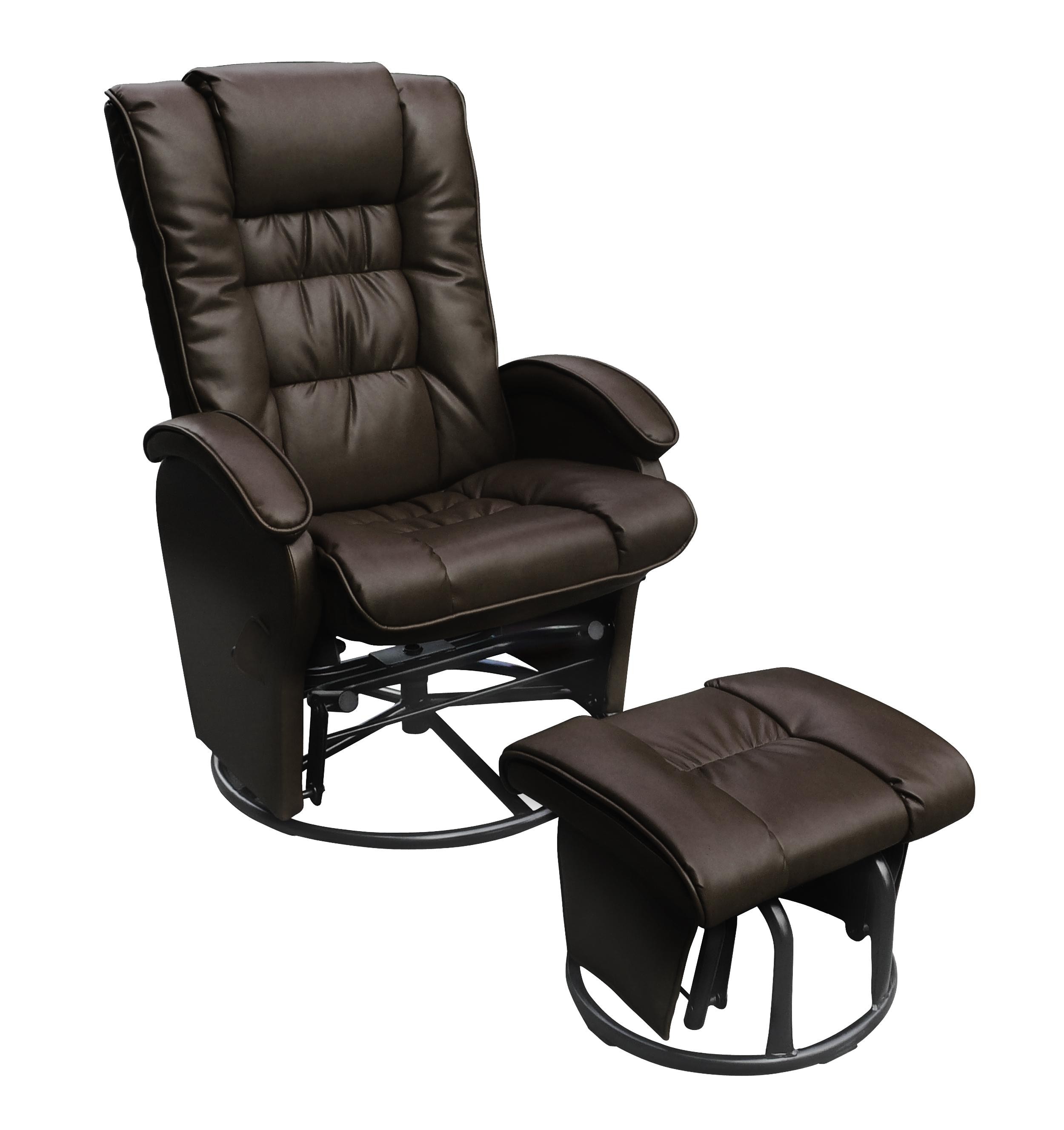 Push back recliner glider rocker with swivel and brake