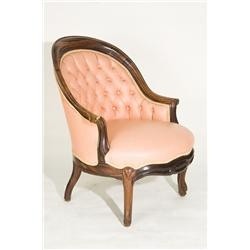 Queen anne style arm chair with tufted seat cover