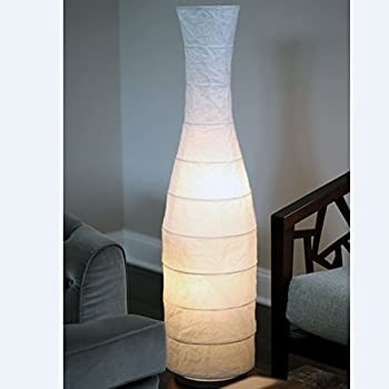 Rice paper floor lamp with white shade lantern gives 1