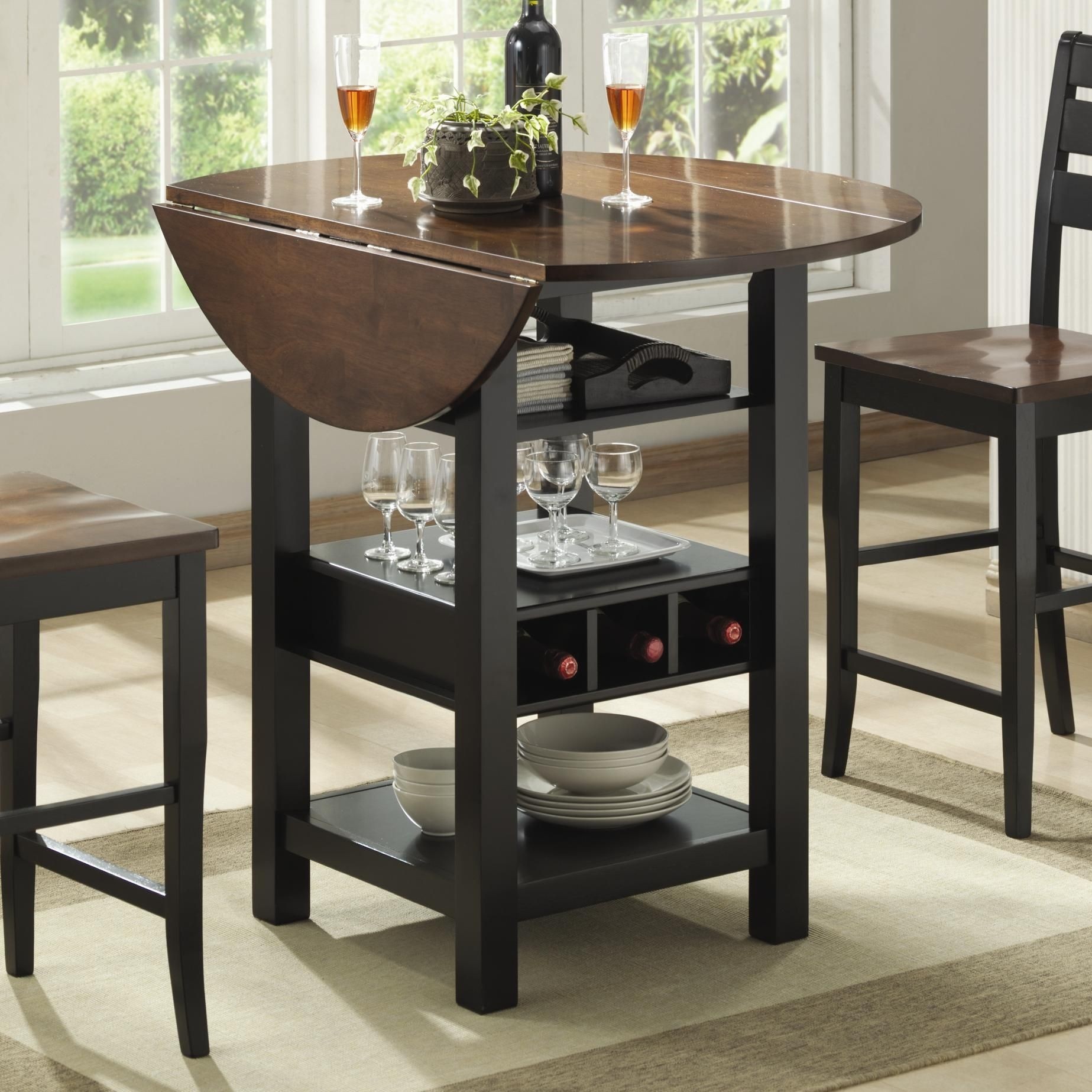 Ridgewood drop leaf counter table with wine rack by