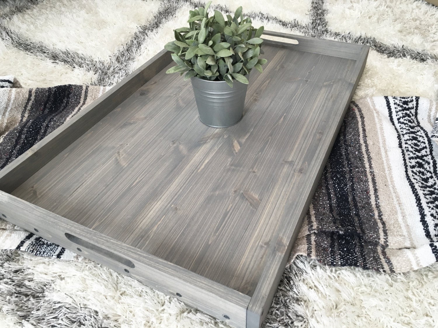 Rustic wooden ottoman tray coffee table tray serving tray