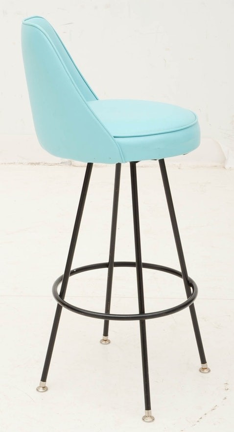 Set of four mid century turquoise bar stools ebth 1