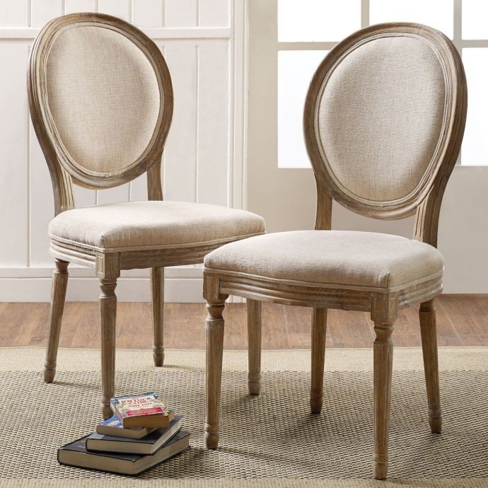 Shiraz linen oval back dining chairs set of 2 french