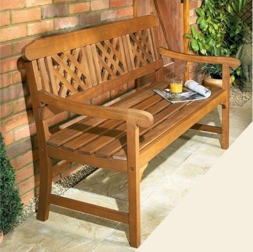 Simple solid and cheap outdoor wooden patio bench ideas