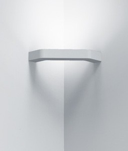 Slim profile corner wall light in plaster finish