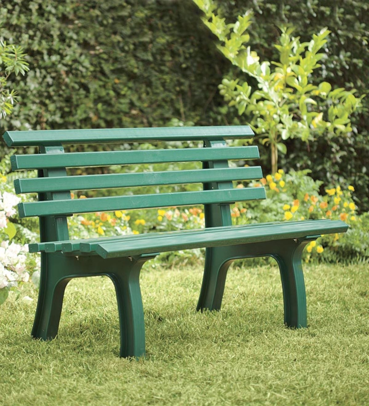 Small 2 seater weatherproof pvc garden bench green