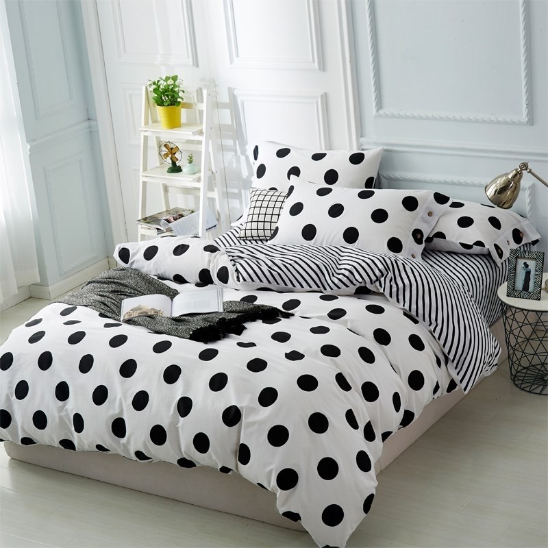 Stylish black and white polka dot with striped twin full