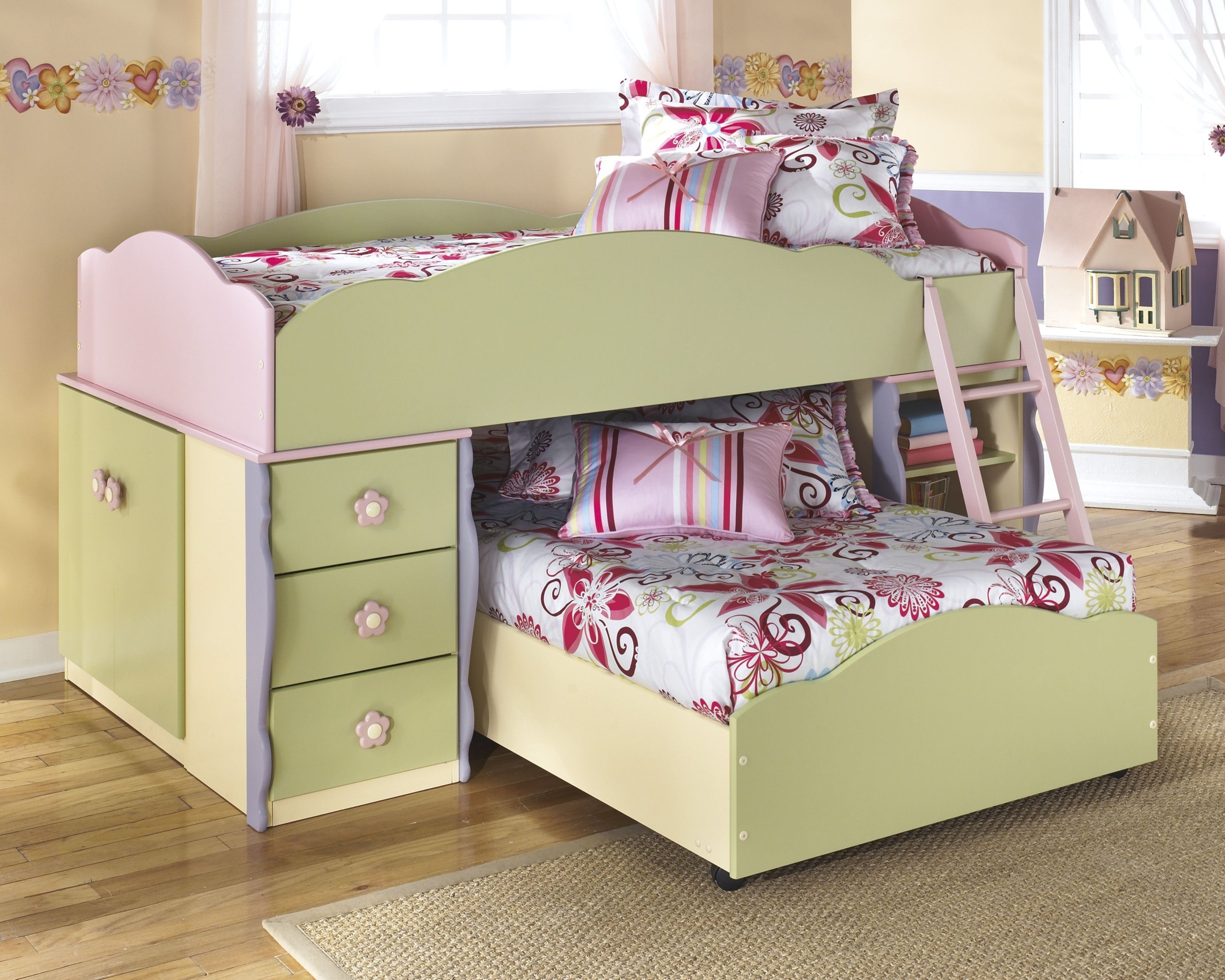 The doll house twin twin loft bunk bed bunk bed