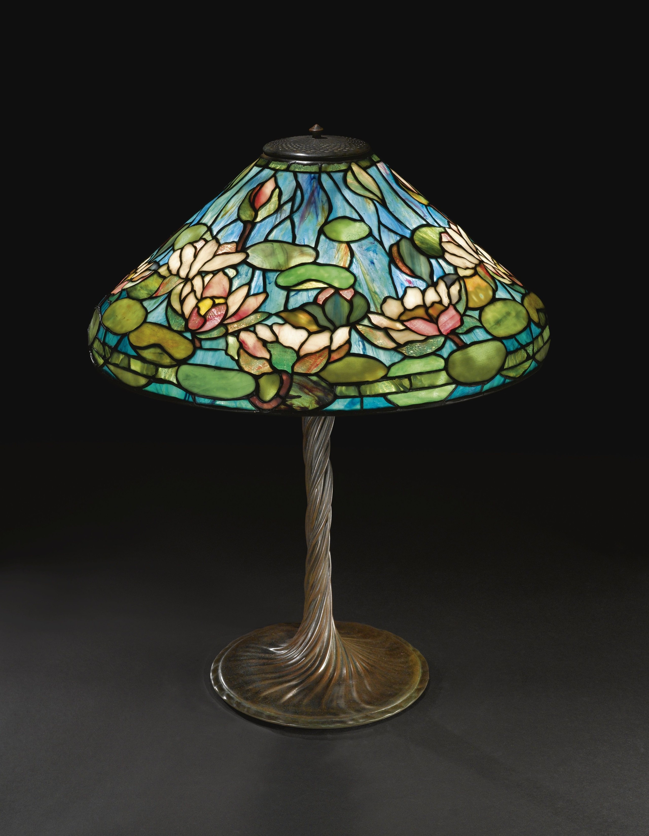Tiffany studios a fine and rare pond lily table lamp