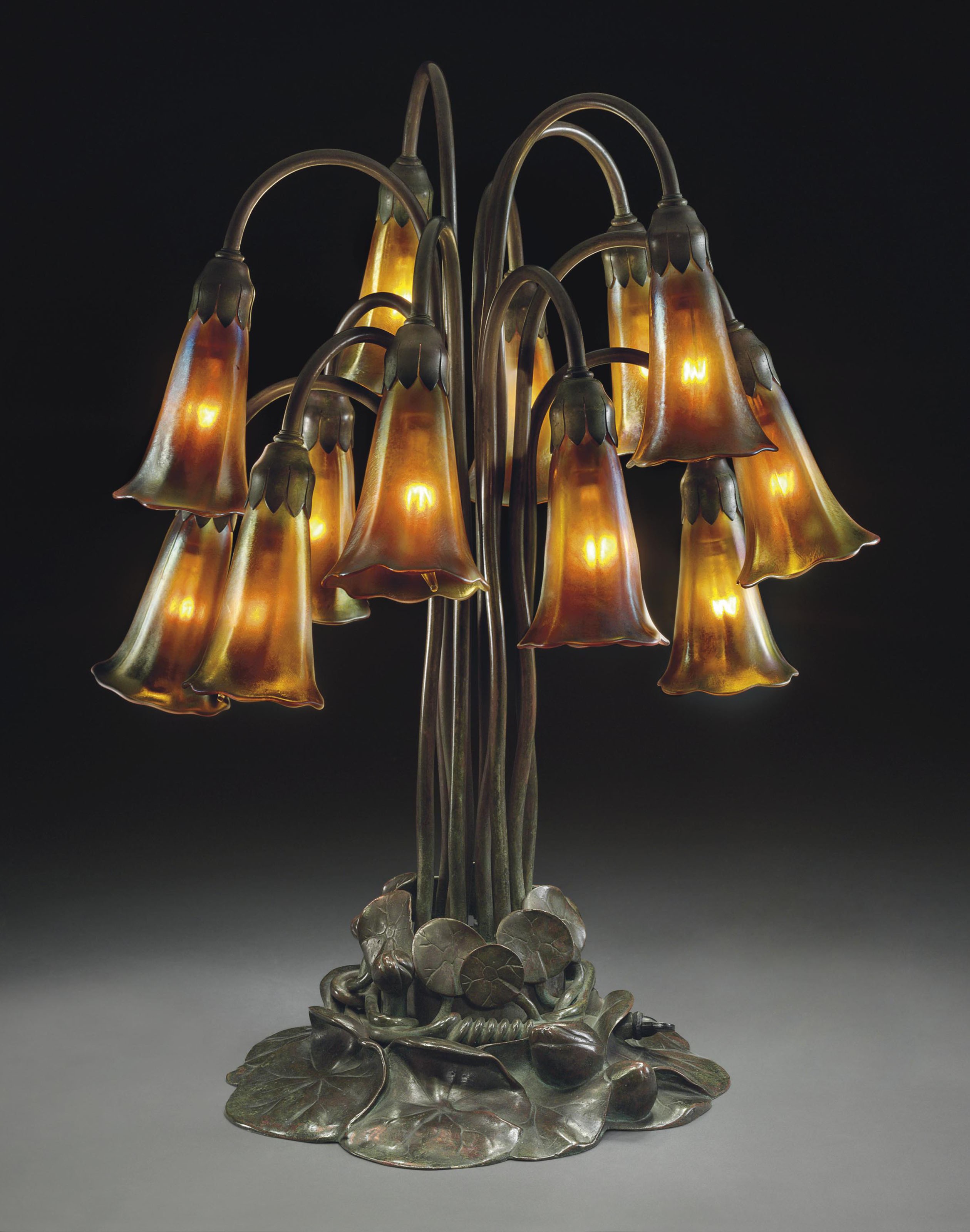 Tiffany studios a twelve light lily table lamp circa