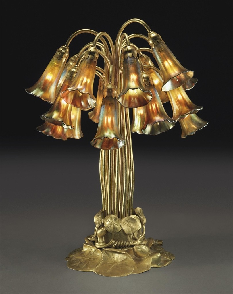 Tiffany studios an eighteen light lily table lamp