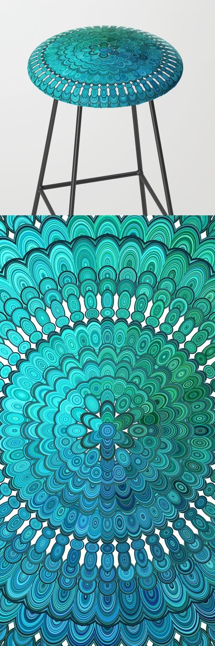 Turquoise mandala bar stool by david zydd