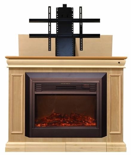 Tv lift cabinet with an integrated electric fireplace the 2