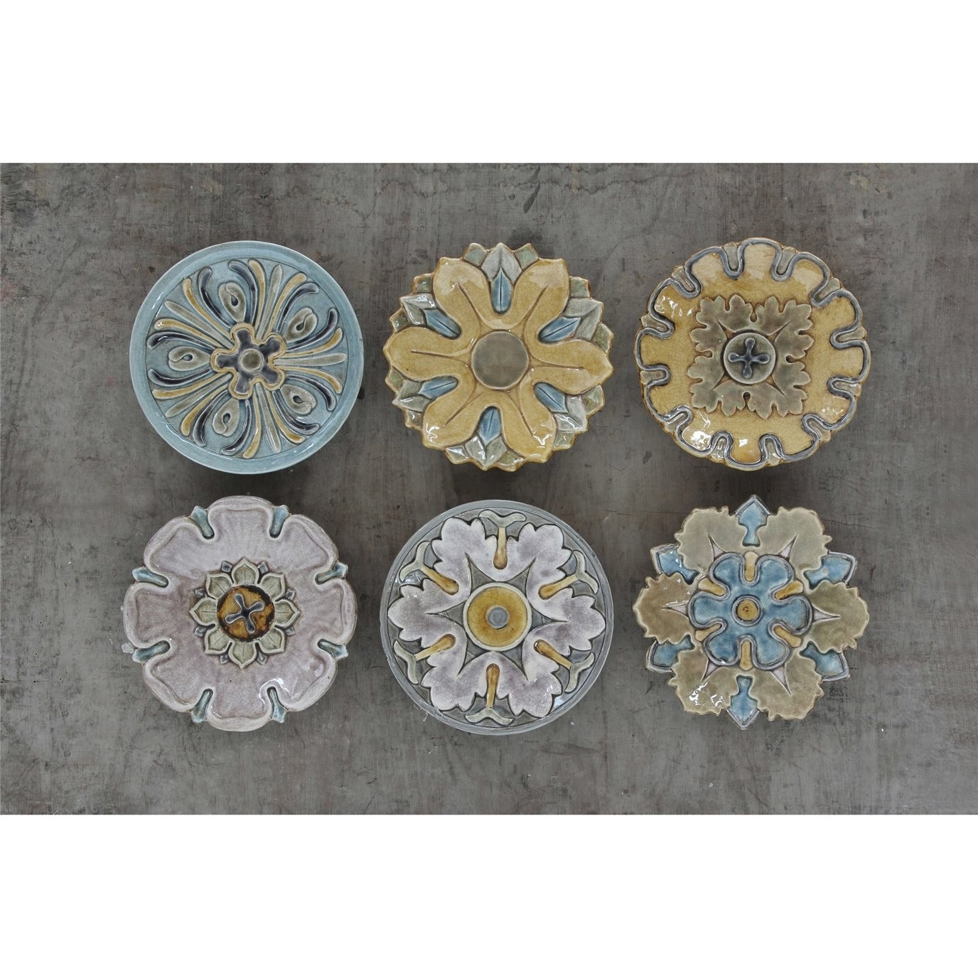Unique decorative wall plates set of 6 designs by 1