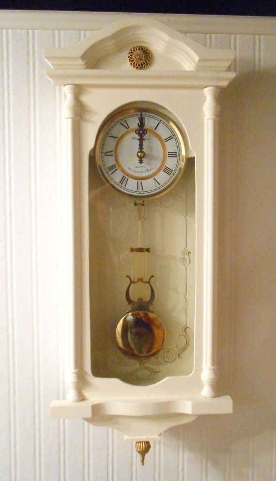 Upcycled pendulum wall clock shabby chic tawnystreasures