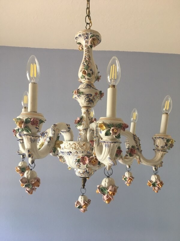 Used capodimonte chandelier 6 light vintage for sale in