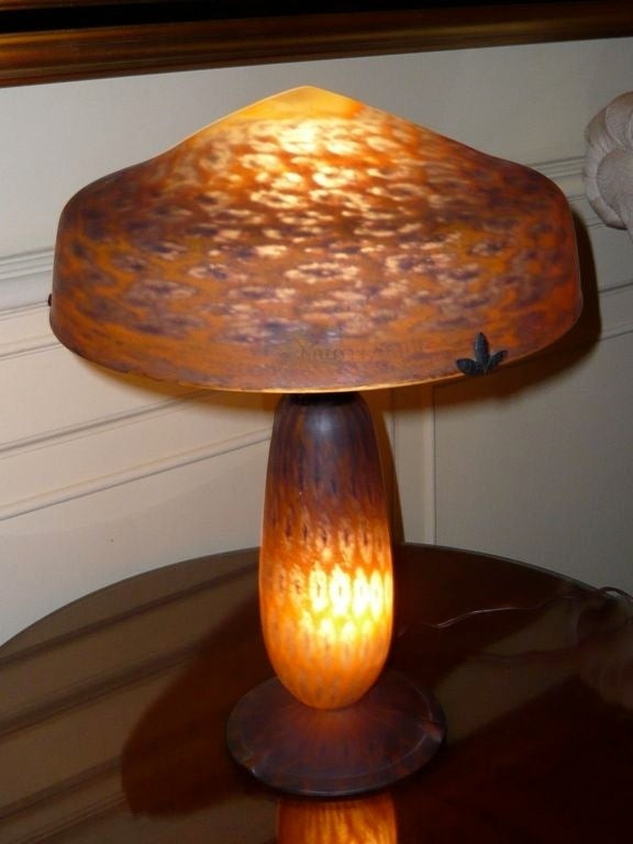 Very rare daum nancy art deco mushroom lamp at 1stdibs