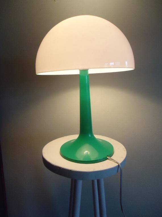 Vintage green plastic mushroom shaped lamp 1960s by