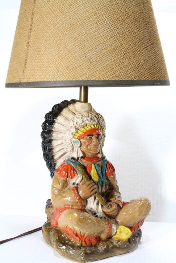 Vintage native american indian chief lamp