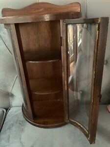 Vintage small brass glass curio cabinet showcase tabletop