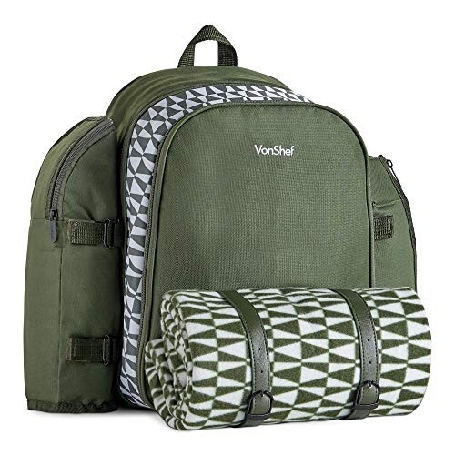 Vonshef picnic backpack with insulated cooler compartment