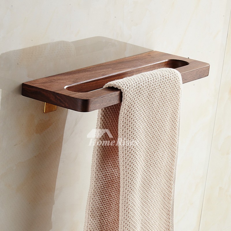 Walnut wooden 15 inch bathroom towel bar luxury bathroom