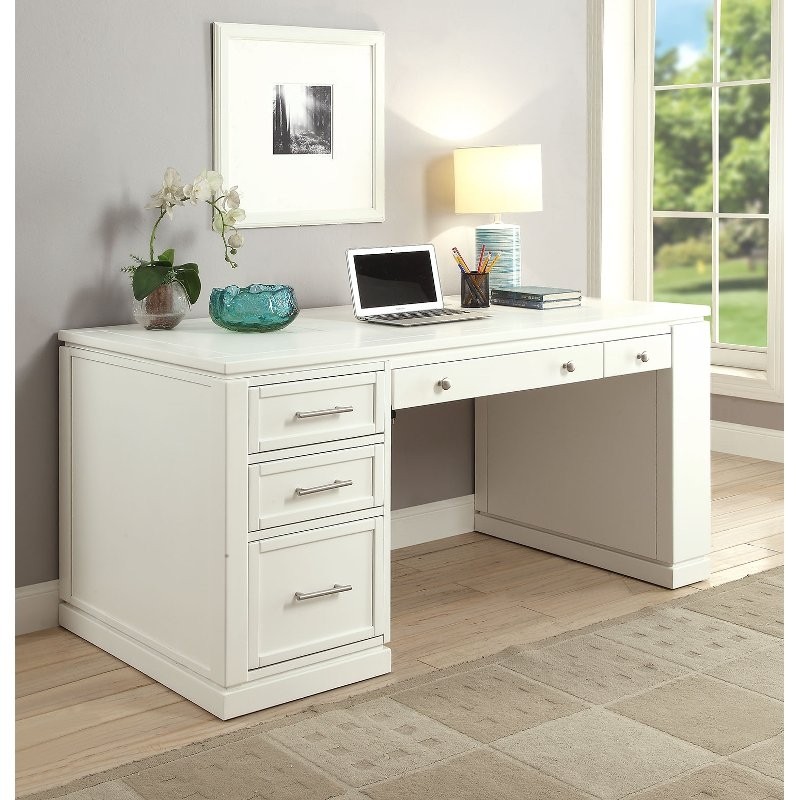 White modern office desk catalina rc willey furniture