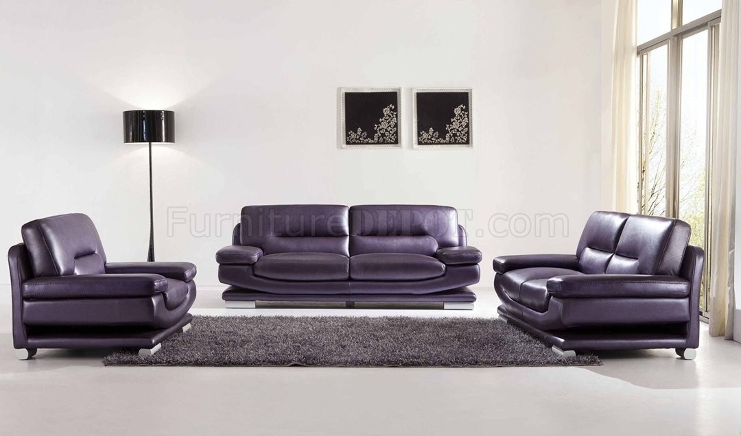 2757 full leather purple sofa by esf w optional loveseat