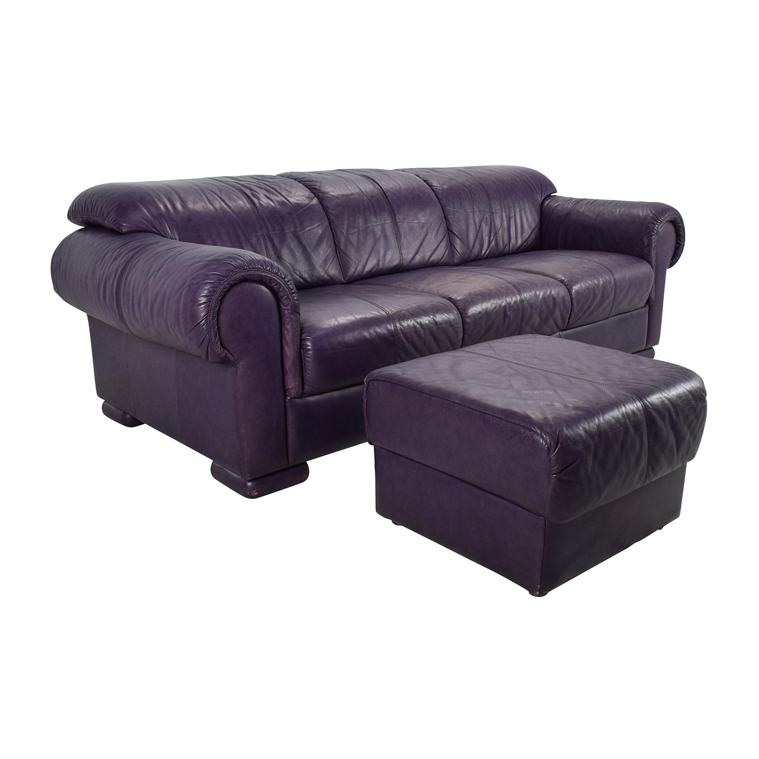 85 off himolla himolla purple leather sofa with ottoman 1