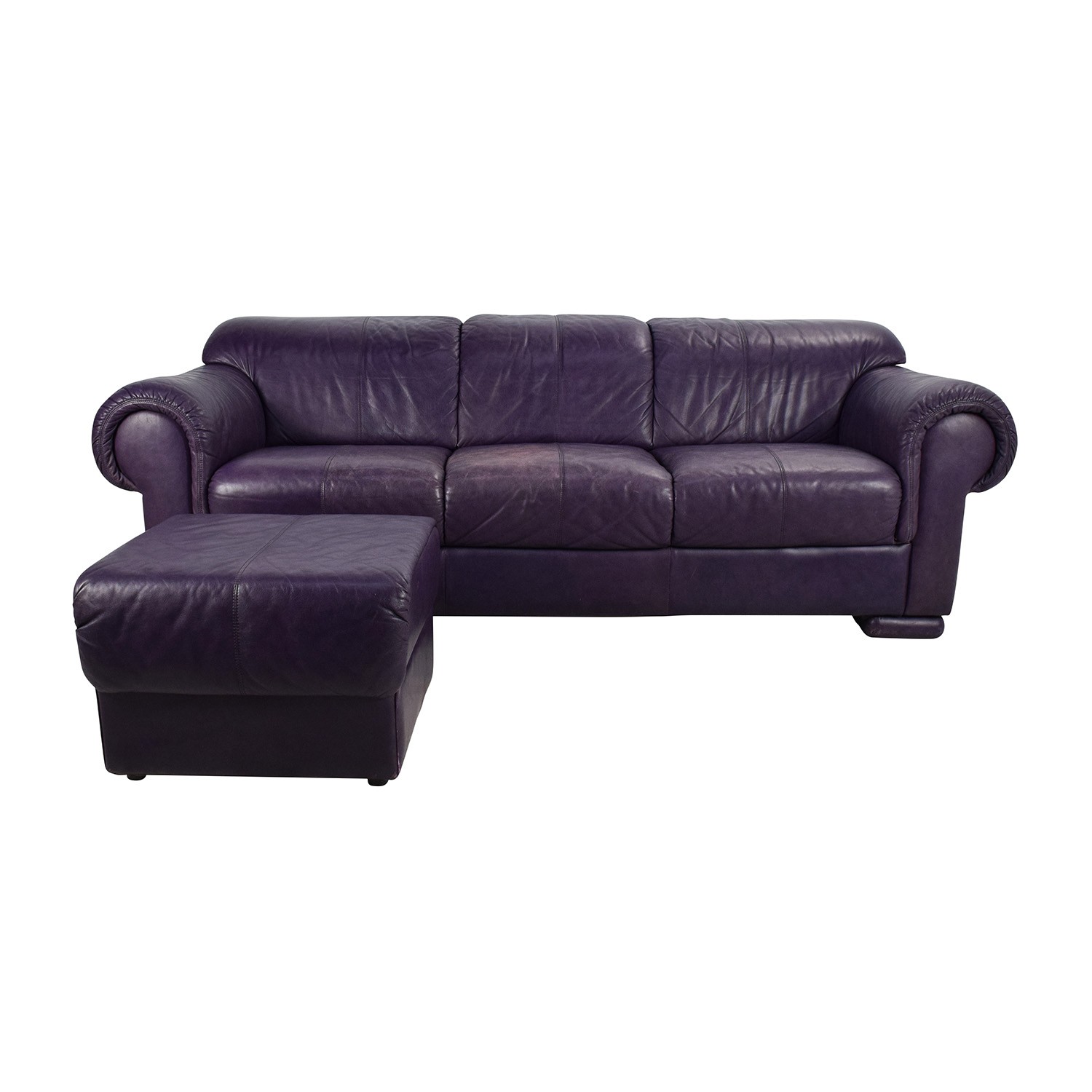 85 off himolla himolla purple leather sofa with ottoman 2