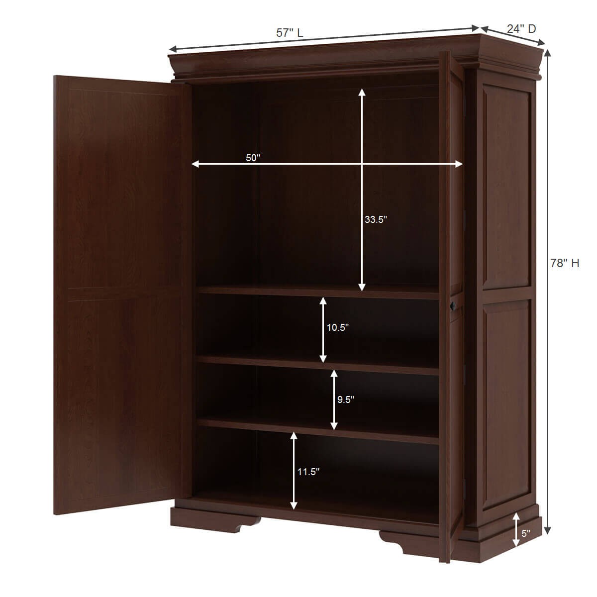 Accoville mahogany wood large bedroom clothing armoire 1