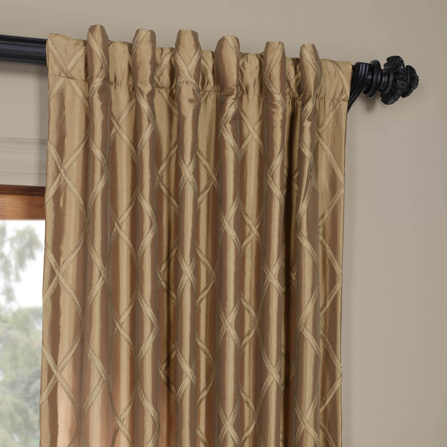 Alexandria gold taffeta faux silk curtains drapes
