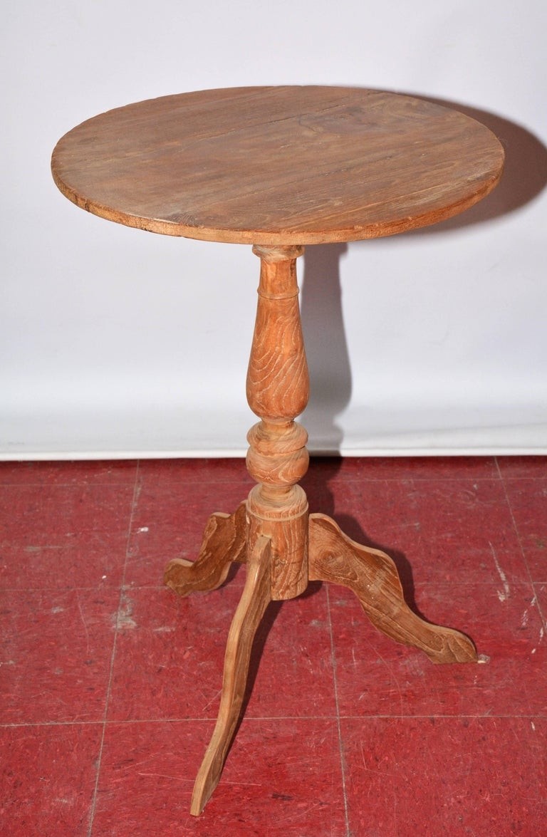 Antique round teak pedestal side table for sale at 1stdibs