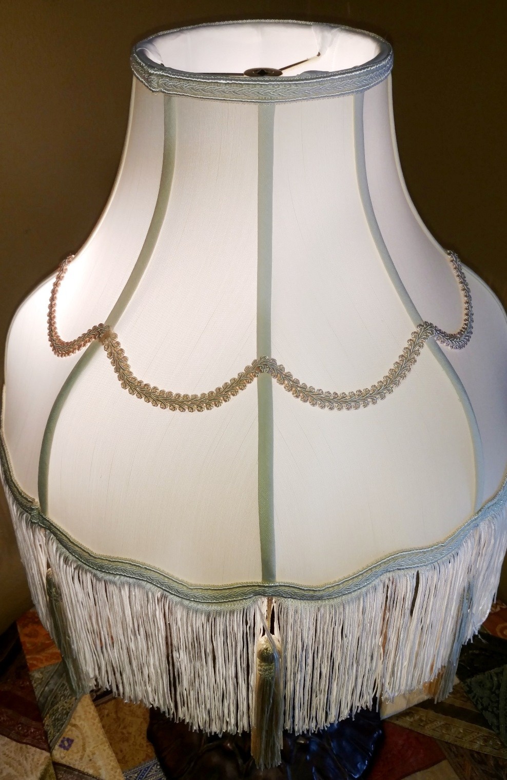 Art deco lamp shade w fringe braid tassels 16 20