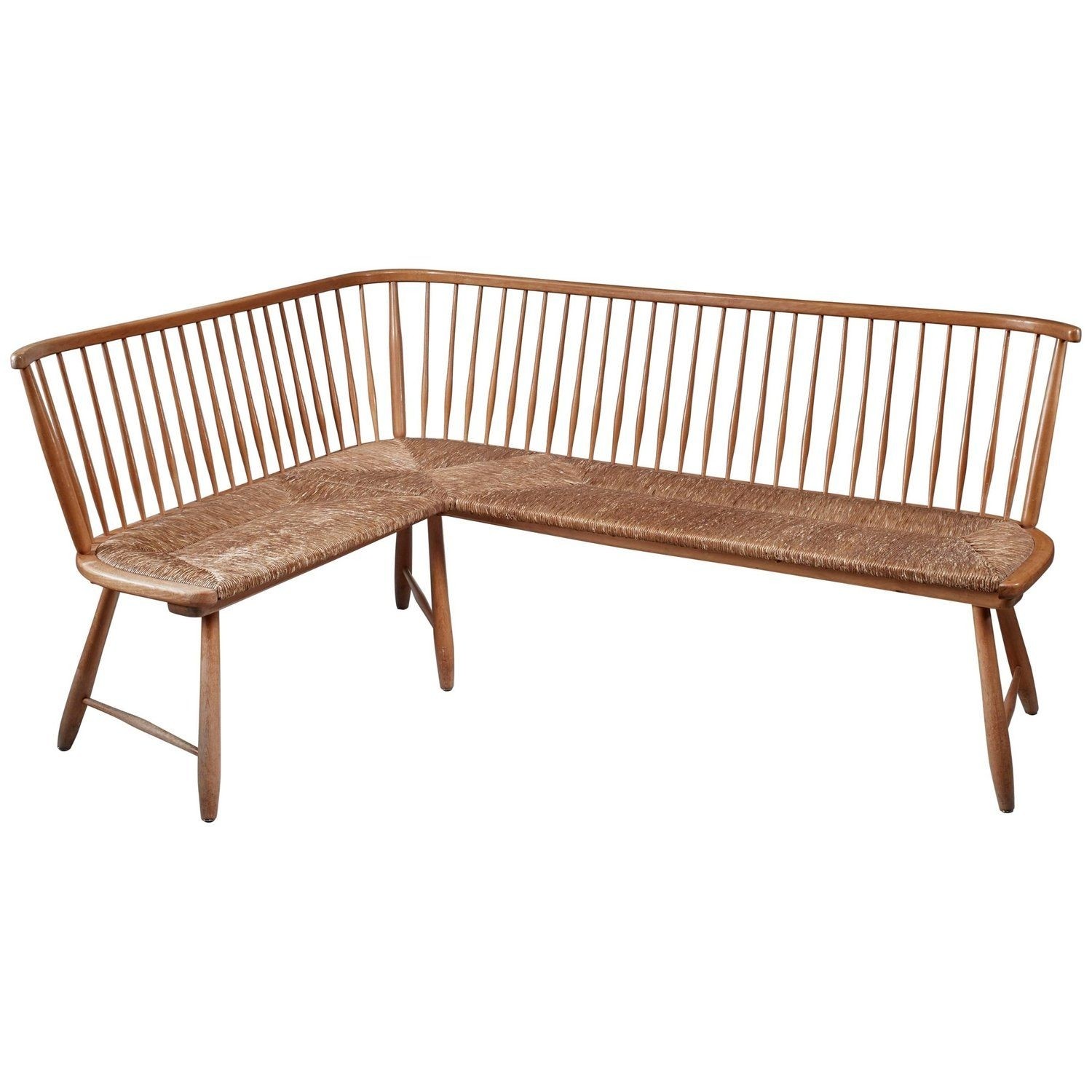 Beech and cane corner bench by german architect arno
