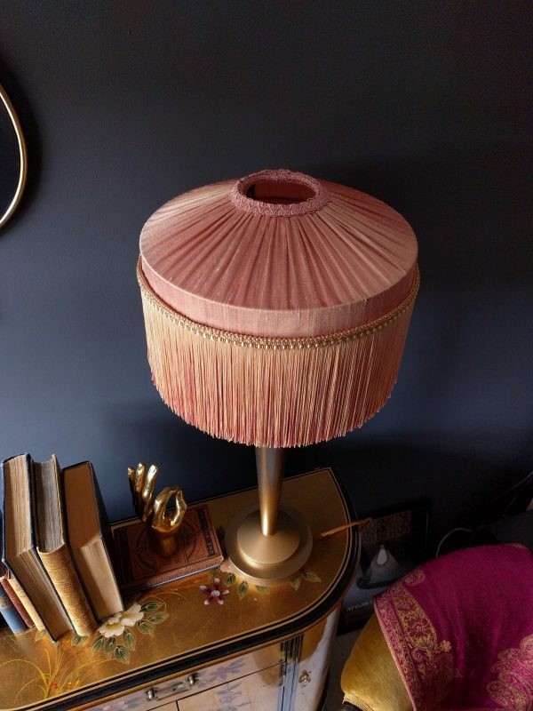Blush pink silk tiffany lampshade handmade fabric lampshades