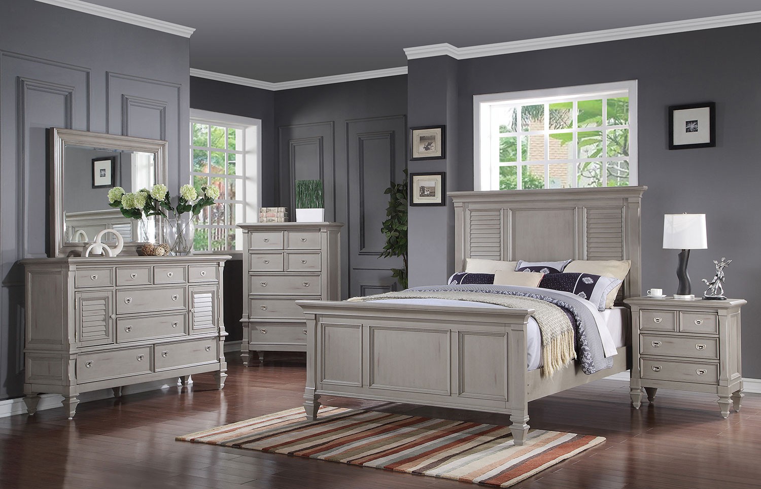 Brimley 4 piece queen bedroom set grey levin furniture