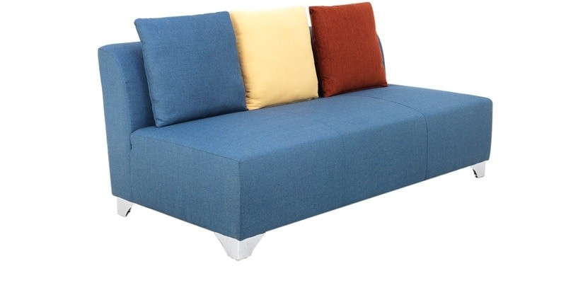 Buy naples three seater sofa without arms in blue colour