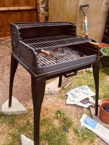 Cast iron solid grill barbecue bbq grate garden charcoal