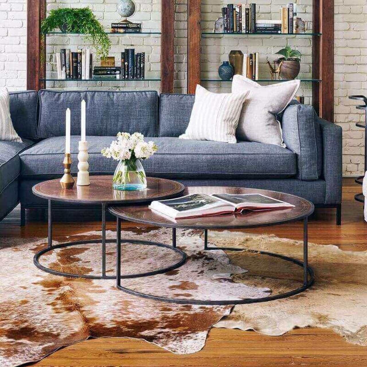 Catalina copper clad round nesting coffee tables zin home