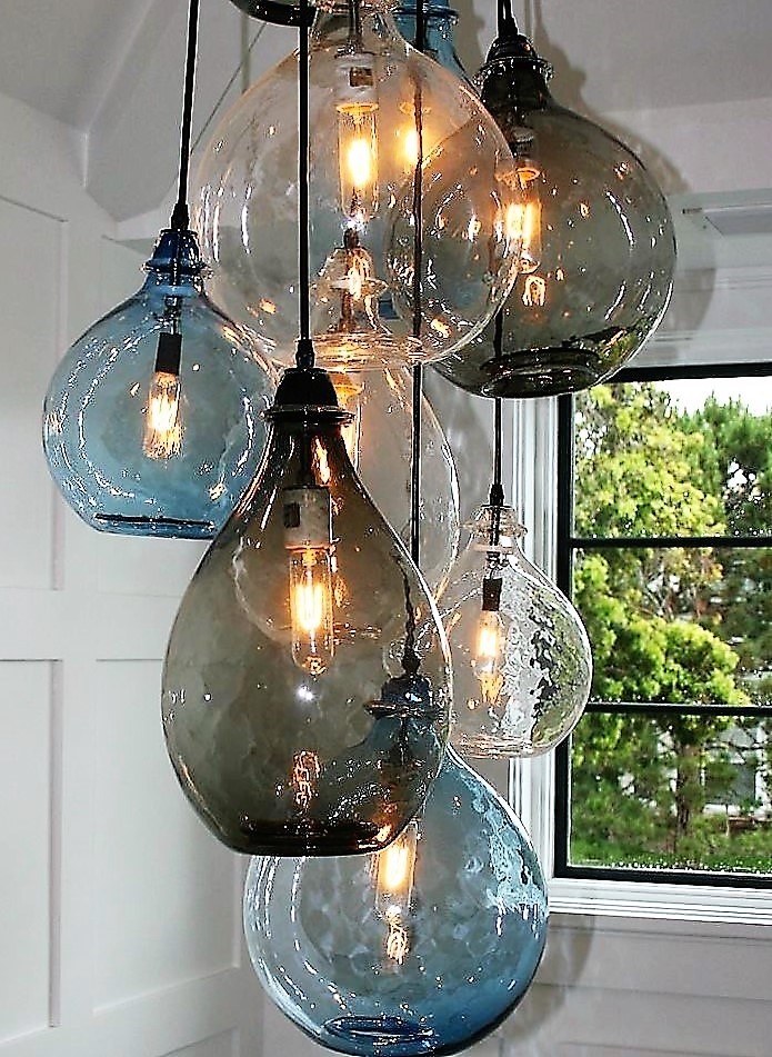 Chandelier made from recycled glass bottles can bring