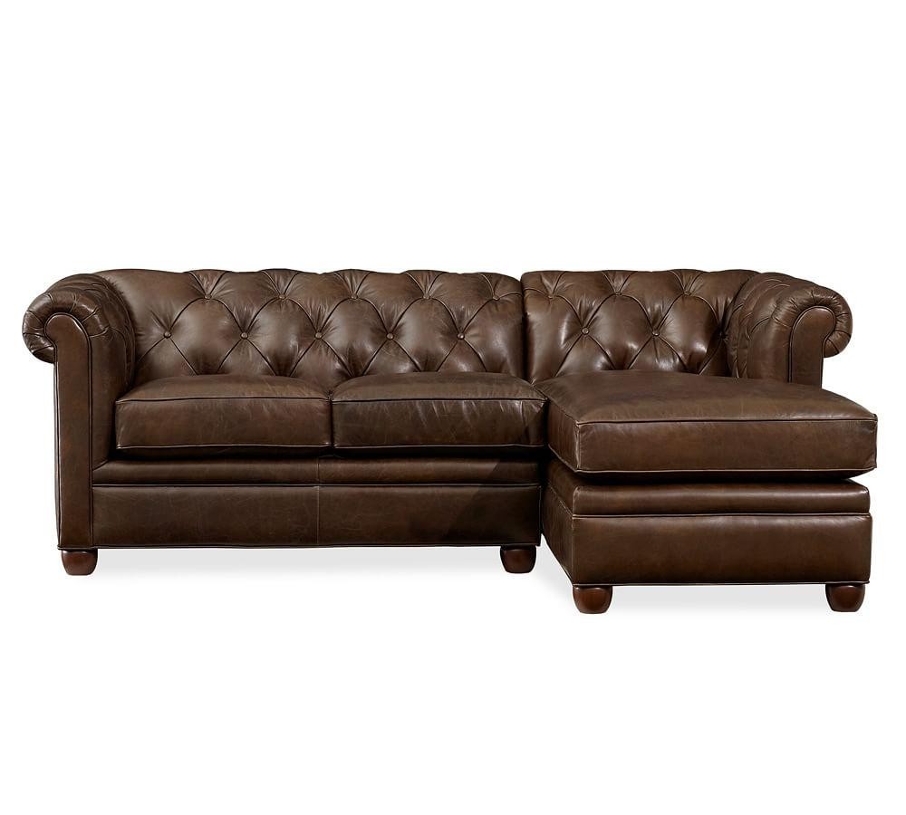 Chesterfield leather sofa with chaise sectional pottery