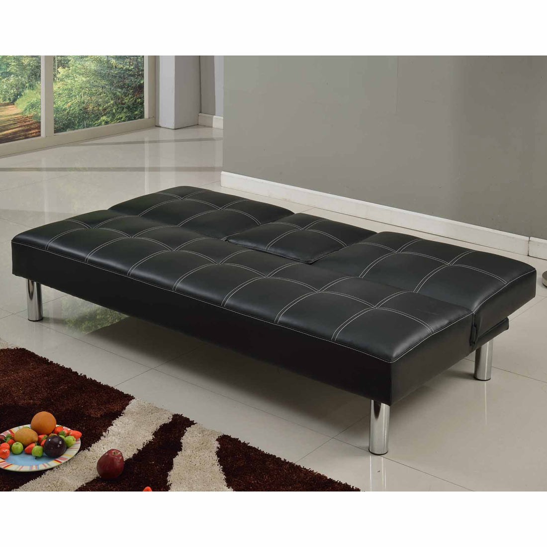 Cinemo 3 seater sofa bed faux leather w fold down