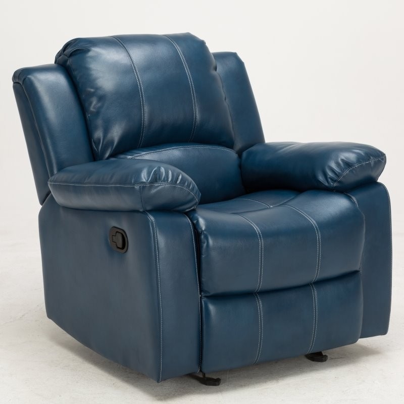 Comfort pointe clifton navy blue faux leather recliner