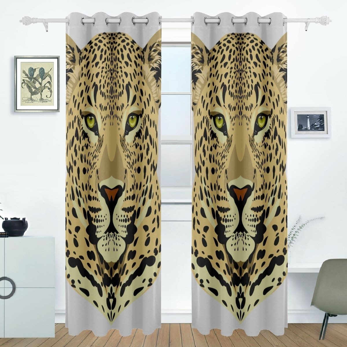 Cooling window curtains wild strong leopard animal print