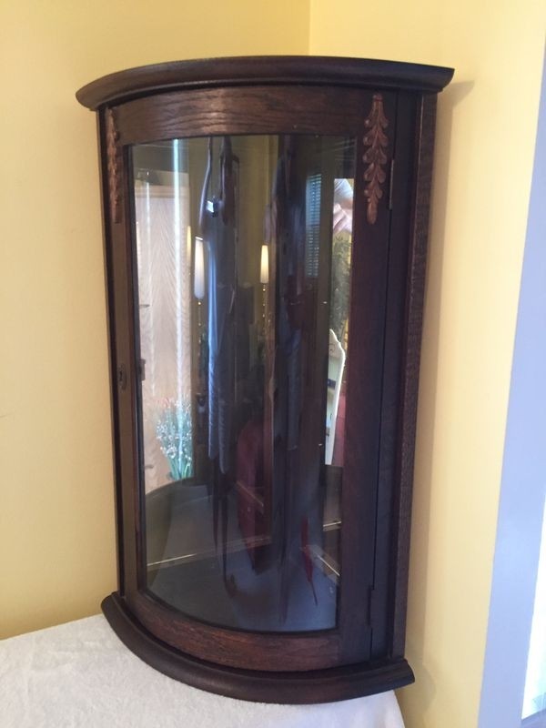 Corner curio cabinets wall mounted unit for sale in